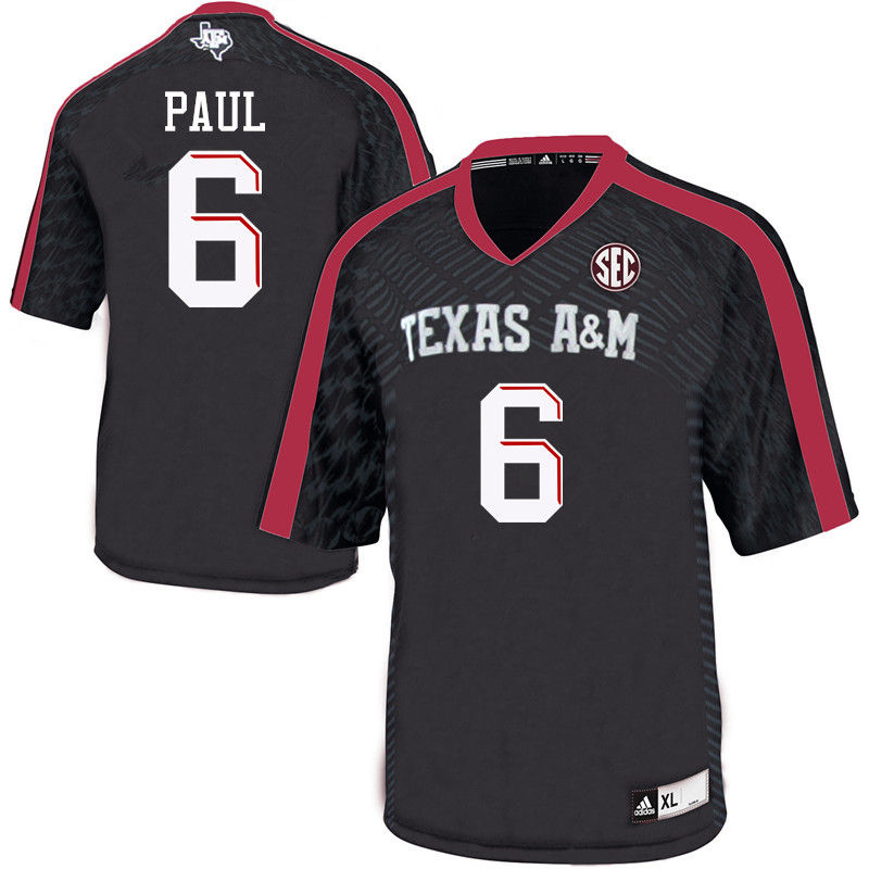 Men #6 Roshauud Paul Texas A&M Aggies College Football Jerseys-Black - Click Image to Close